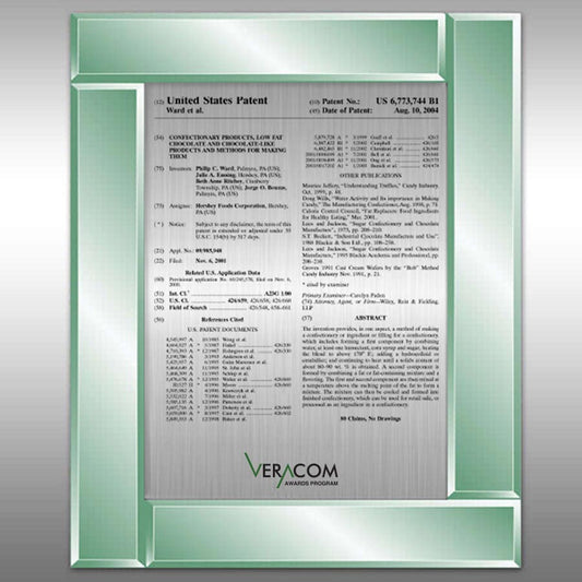 VC-EZ13J - RisingEdge Jade Glass Patent Plaque